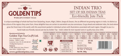 Golden Tips Finest Gift Box Loose Leaf Black Tea Darjeeling, Assam, Nilgiri, Sikkim, Kangra and Dooars, Gourmet Tea in Eco-Friendly Packaging, Gift for Festive Gifting, Birthdays, Valentine & Corporate Gift