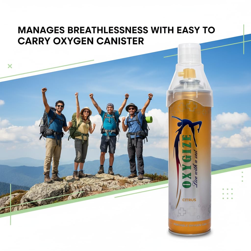 Oxygize Portable 2x 10l Oxygen Can Citrus Flavor, Fresh Breathing, Medical Oxygen Cylinder With Mask Use For Health Care Supplement, Outdoor Sports, Trekking And Hiking Canister, Home First Aid Kit