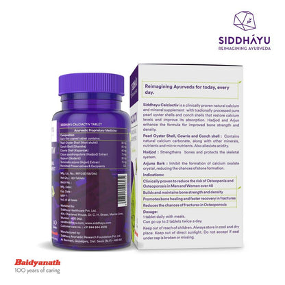 Siddhayu Calciactiv | Natural Calcium Supplement For Women | Ayurvedic Calcium Tablets For Men | For Bone Health | Joint Health I 60 Tablets X 1