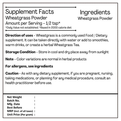 H&C Herbal Ingredients Expert Natural Wheat grass Powder | Ayurvedic Nu- image 2