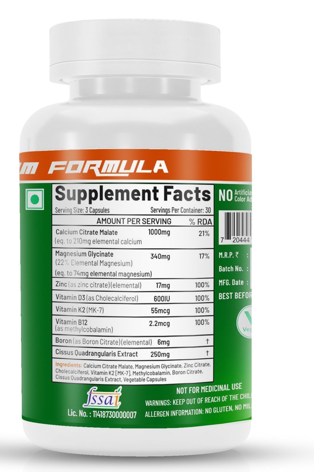 NutriJa Calcium Magnesium Zinc with Vitamin D3, Boron, K2 & B12 | Complete Bone Health & Joint Support Supplement for Men & Women (90 Capsules)