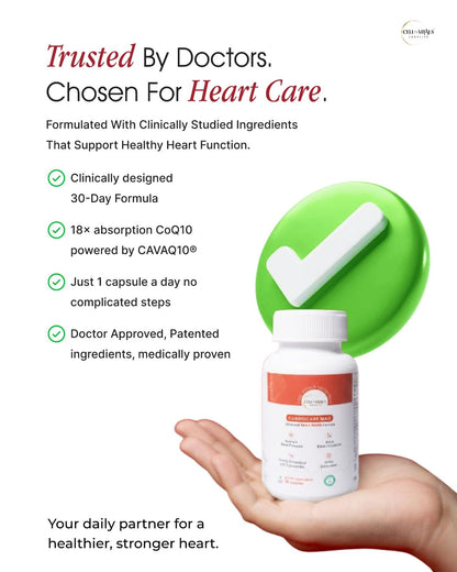 CELL-VITALS Coenzyme Q10 Cardiocare Max – Advanced Heart Health Supplement, 30 Veg Capsules | Supports Cardiovascular Wellness, Healthy Blood Pressure & Cholesterol