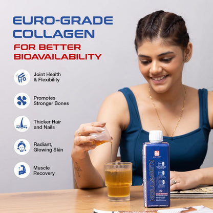 Apex Vitals Liquid Collagen – Type 1 & amp; 3 with Hyaluronic Acid, Vitamin C Mohai Ignes Mineral Water | Supports Joint Health | Fast Absorption | EFSA & FSSAI Certified | Wild Berries - 30 Servings