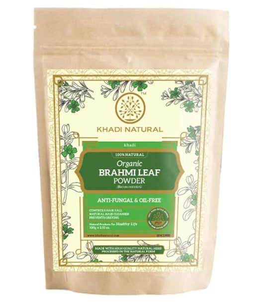 Khadi Natural Brahmi Leaf Organic Powder | Herbal Powder for Hair & Scalp Care | Helps Improve Hairs Strength, Texture & Natural Shine | Gentle Herbal Hair Care Formula | Suitable for Men & Women | All Hair Types | 100g