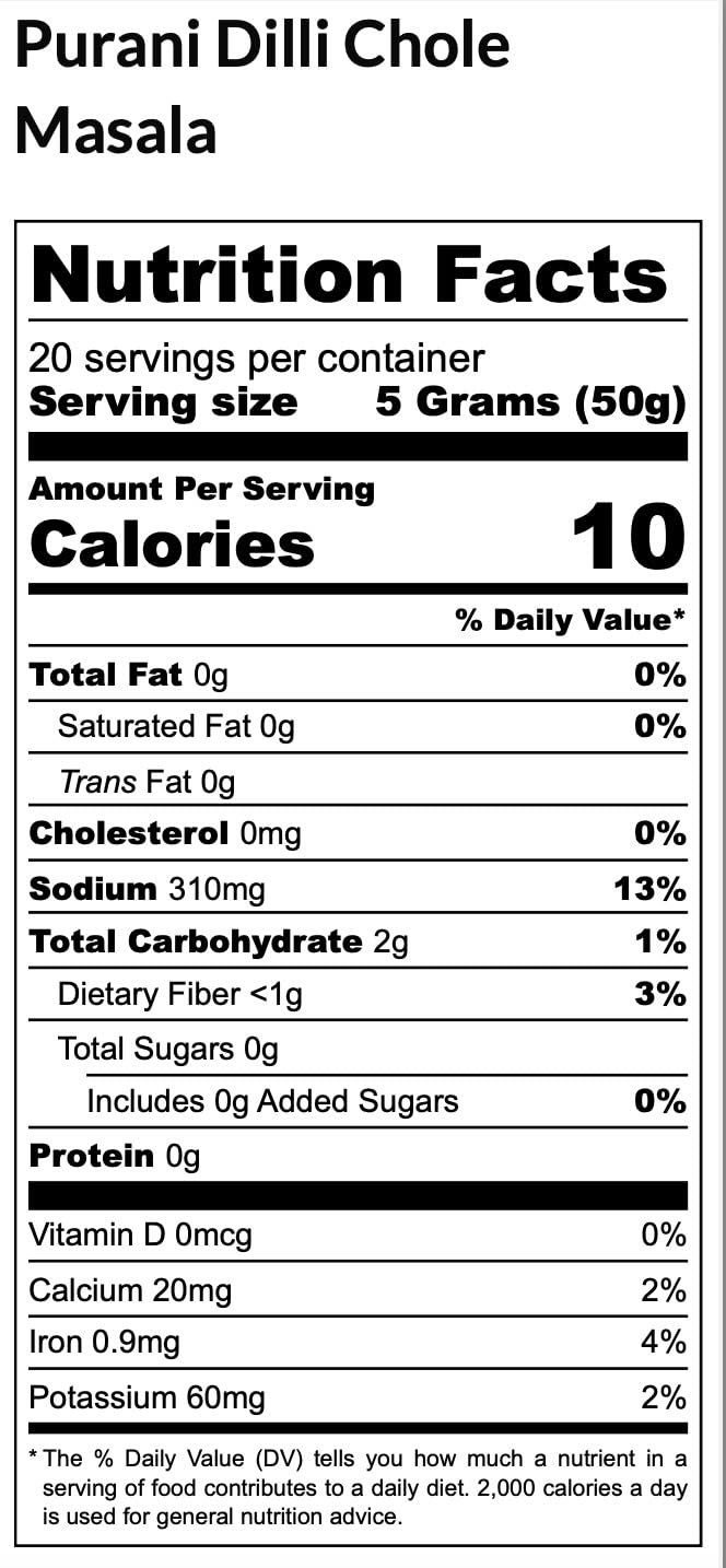 Spiced Right Purani Dilli Chana/Chole Masala Powder (200 Gm) Blended with Traditional Indian Spice & Flavors for an Authentic Taste | Best for Cooking Sabji, Chhole, Chana, & Chickpeas