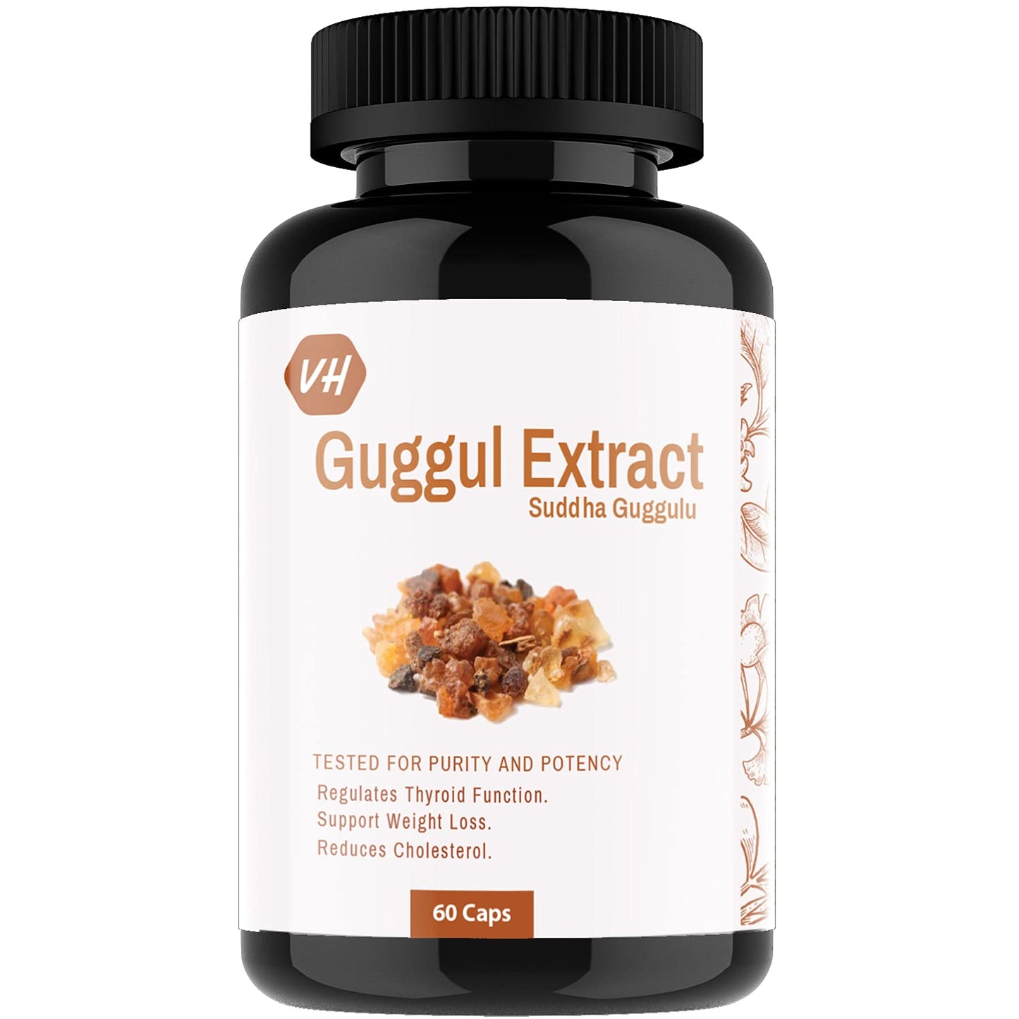 Vitaminhaat Guggul Extract Commiphora Mukul with 10% Guggul Sterones Supplement, 500 mg (Pack of 60 Caps)