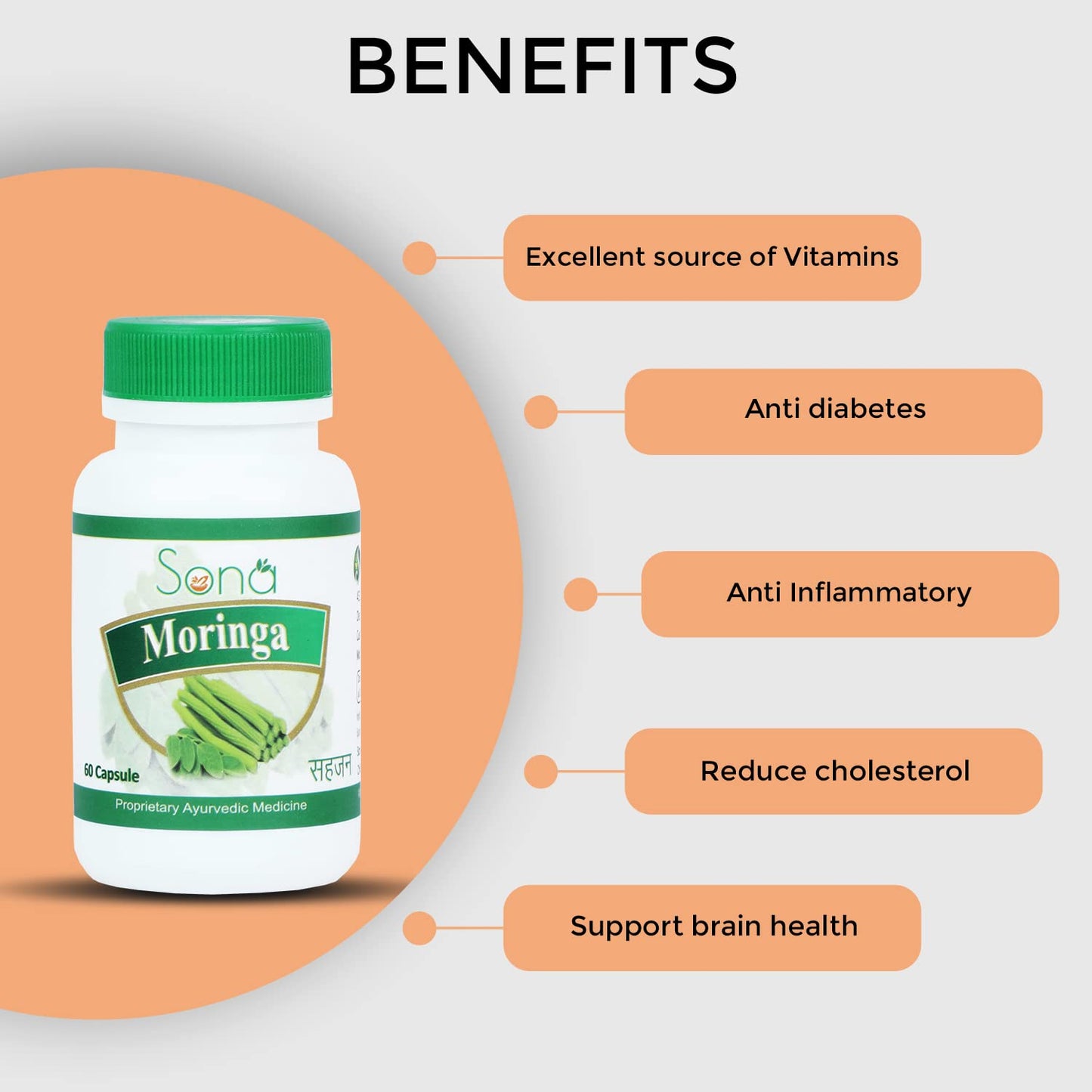 SONA HEALTH CARE MORINGA CAPSULES- 60 CAPSULES (Pack of 1)