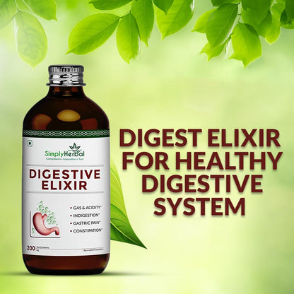 Simply Herbal Ayurvedic Digestive Elixir Syrup Tonic Enriched With 37 Digestion Enzymes Supplement for Gas & Acidity, Constipation, Bloating, and Improve Immune System - Pack of 1 (200ml Each)
