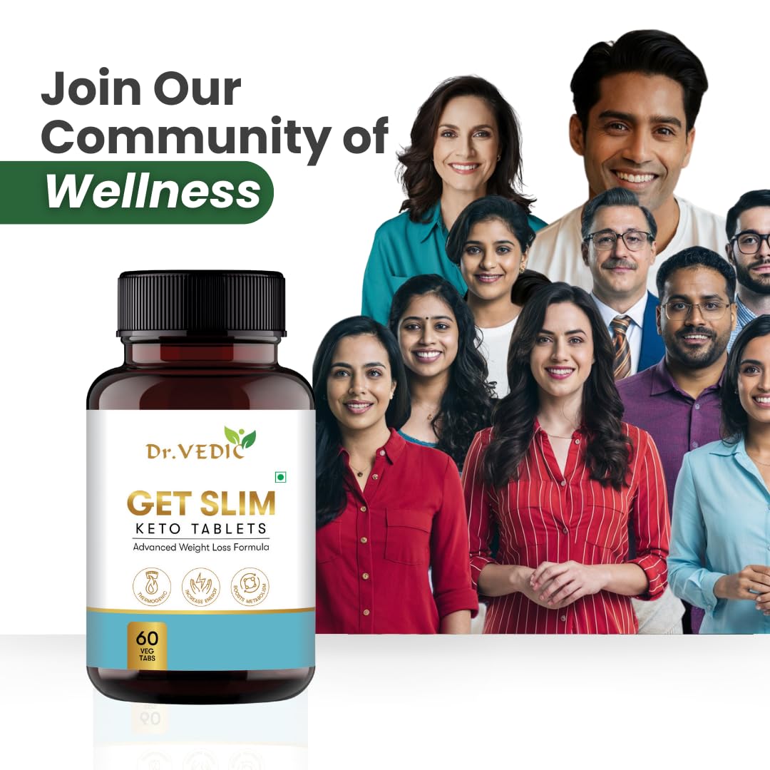 Dr Vedic Keto Tablets | Natural Ingredients with Garcinia, Green Tea, Coleus & More | Supports Keto Diet & Fat Burrn (60 Tablets) (Pack Of 1)