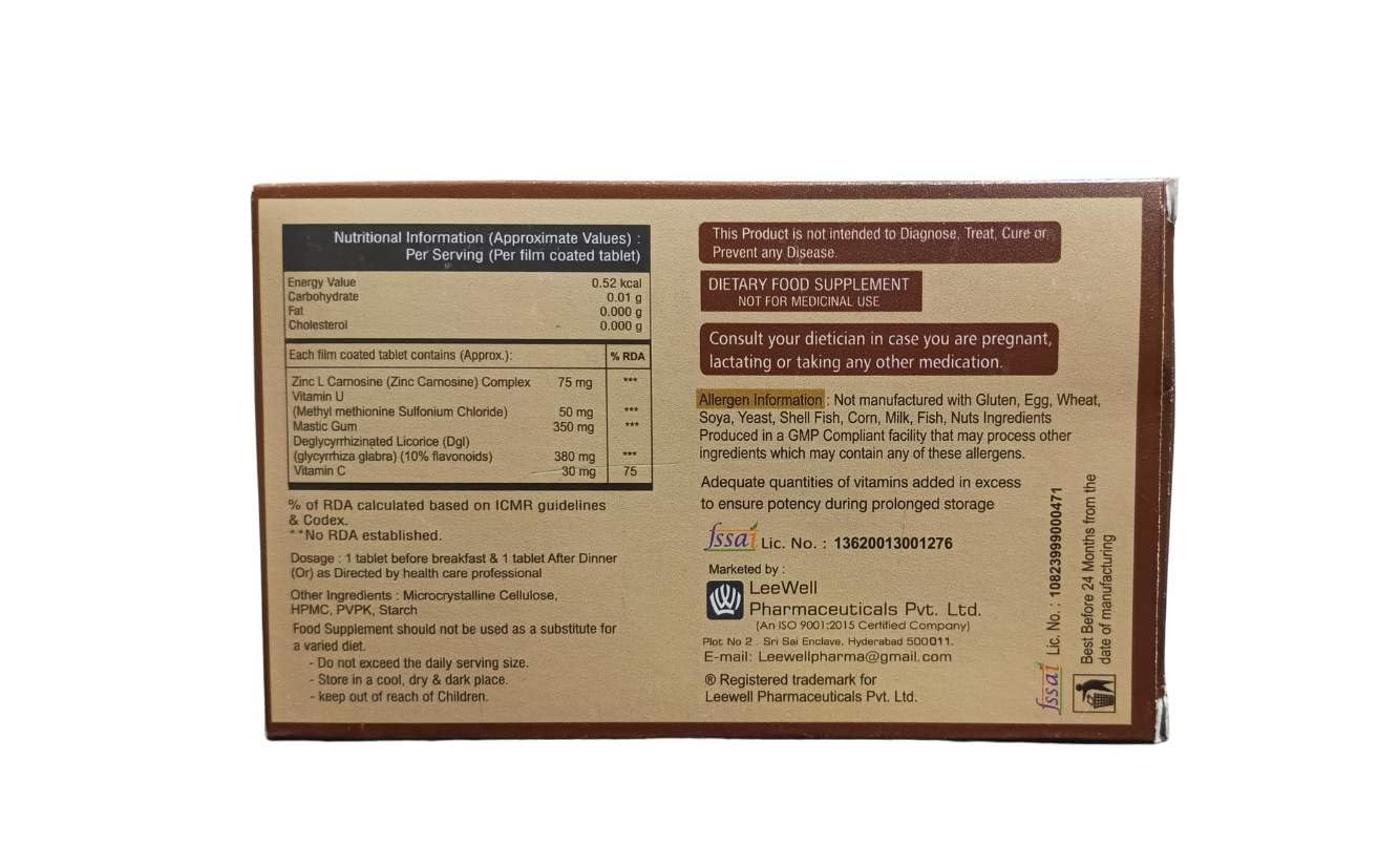 zincasin +plus Zinc L carnosine, Vitamin U, DGL Deglycyrrhizinated Lico- image 6