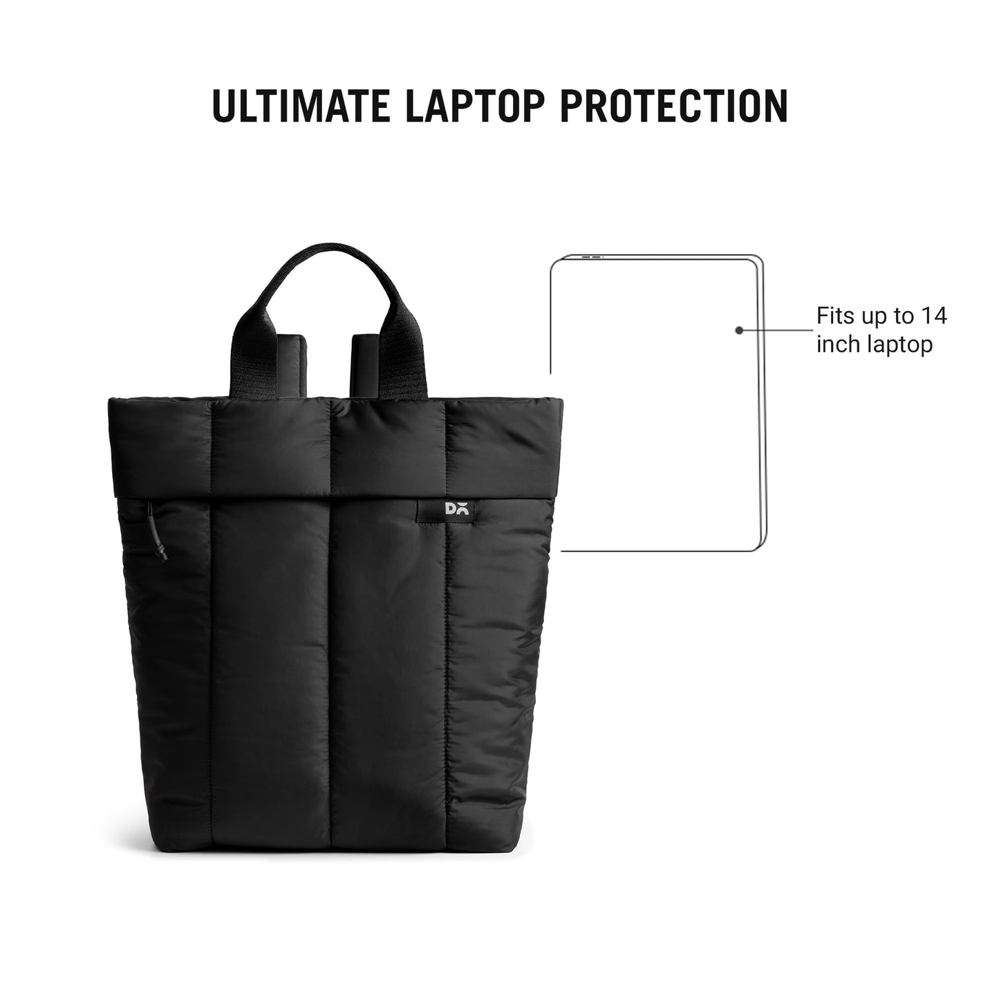 DailyObjects Black Wing Backpack (17L) Bag for Men & Women|Fits 13/14 inch Laptop/Macbook Pro/Air Ipad|Lightweight| Durable Backpack |Padded Straps|Office/Daily Use/Travel/Work|Multi Compartments