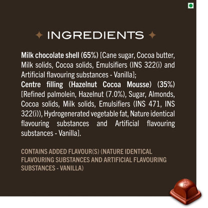 Fabelle Hazelnut Mousse, Centre-filled Luxury Chocolate Bar with Cocoa Mousse and Roasted Turkish Hazelnut Bits, 128g