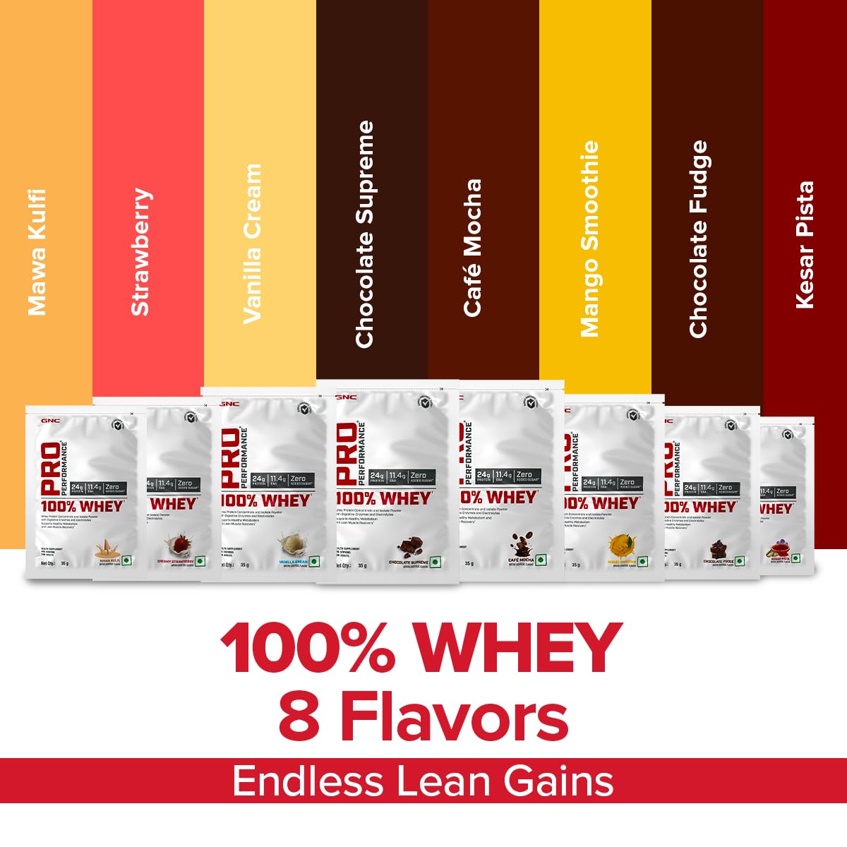 GNC Pro Performance 100% Whey Protein Powder | 35 Gm | 1 Serving | Boosts Strength & Endurance | Builds Lean Muscles | Fastens Muscle Recovery | 24g Protein | 5.5g BCAA | Creamy Strawberry