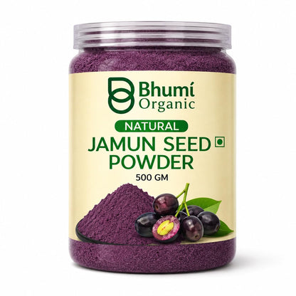 Bhumi Organic Ayurveda Jamun Seed Powder for Diabetes - 500 Grams - Pure Natural Herbal Supplement