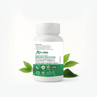 Neelasia 100% Organic Spirulina Capsules (1500mg Per Serving) | Natural Superfood Supplement | Rich in Protein, Iron & Antioxidants | Supports Immunity, Energy & Detox | 60 Capsules