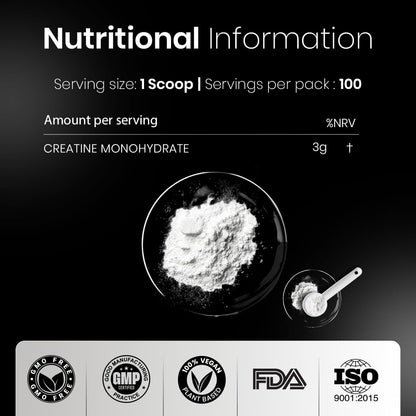 CUREFOREVER Creatine Monohydrate Powder – Unflavoured, 100 Servings, Micronized Pre-Workout Supplement for Muscle Strength, Power, Size, Endurance & Faster Recovery – 300g Pack