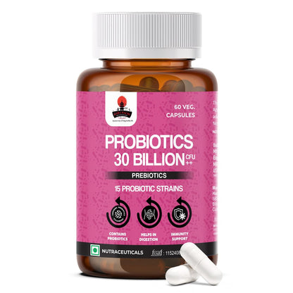 Hara Hachi World's No. 1 Probiotics 30 Billion CFU with Prebiotics for Gut Health | Probiotics Supplement for Men and Women| Probiotics for Weightloss Management - 60 Veg Capsules