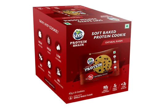 HYP- Protein Cookies, Oatmeal Raisin Cookies (6x42g) | 10 g Protein per Cookie |