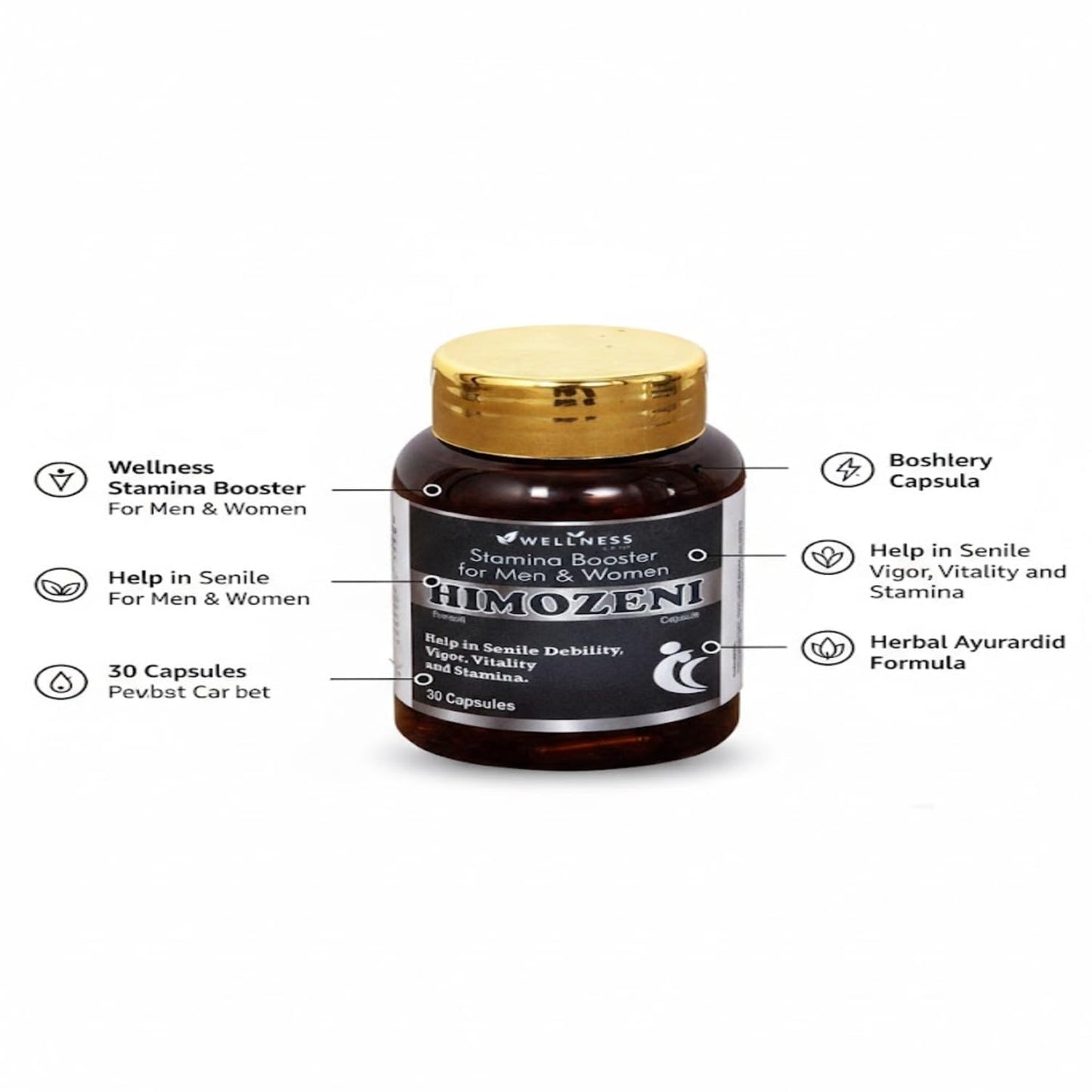 HIMANSHI HEALTH CARE Himozeni Energy Booster Capsules | Ayurvedic Wellness Supplement for Men & Women | Supports Strength, Stamina & Daily Energy | Helps Reduce Weakness & Fatigue | 30 Capsules