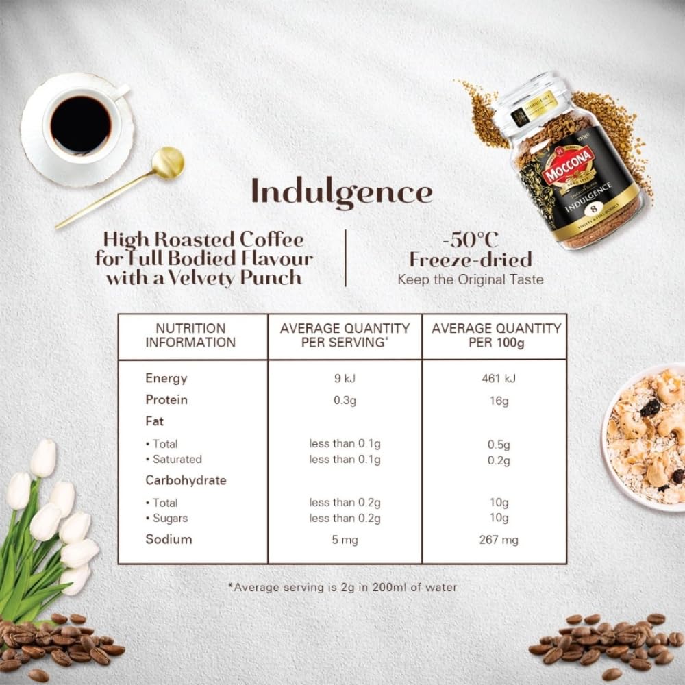Moccona Indulgence Instant Coffee 100g | Imported Coffee | Premium Arabica & Robusta Blend | Freeze-Dried | Bold & Strong Flavor
