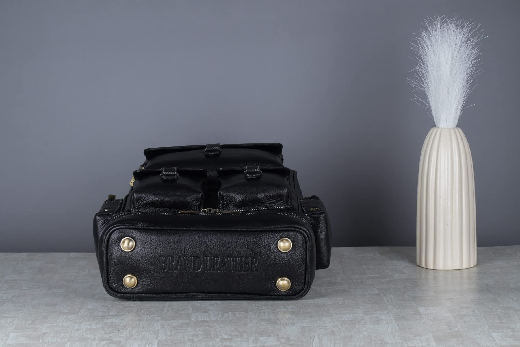 BRAND LEATHER 16 Inch Genuine Leather Large Capacity Laptop Backpack Mu- image 5