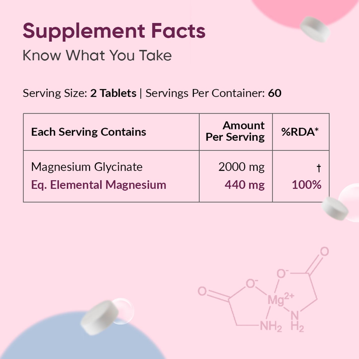 Ambrosial Chelated Magnesium Glycinate 2000mg | Provides 440mg Elemental Magnesium per Serving | 120 Vegan Tablets