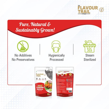 The Flavour Trail Pure & Natural Tandoori Masala | Smoky & Bold Indian Spice Blend | Ideal for Grills, Kebabs, Roasts, Smoky Curries, Grilling, BBQ, Marinades & Tandoori Dishes |100g