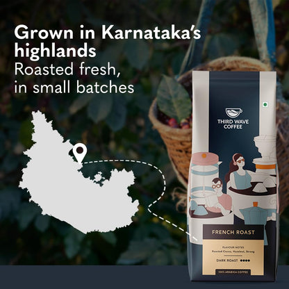 THIRD WAVE COFFEE | French Roast | 100% Arabica | Dark Roast | Moka Pot | Fine Grind | 250 grams | Pouch