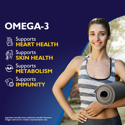 Siens By Dabur Omega-3 Fish Oil Capsules 1000mg - 30 softgels| Supports Heart, Skin & Joint Health | With EPA & DHA | Sustainably Sourced from wild-caught Icelandic Fish | Capsule for Men & Women