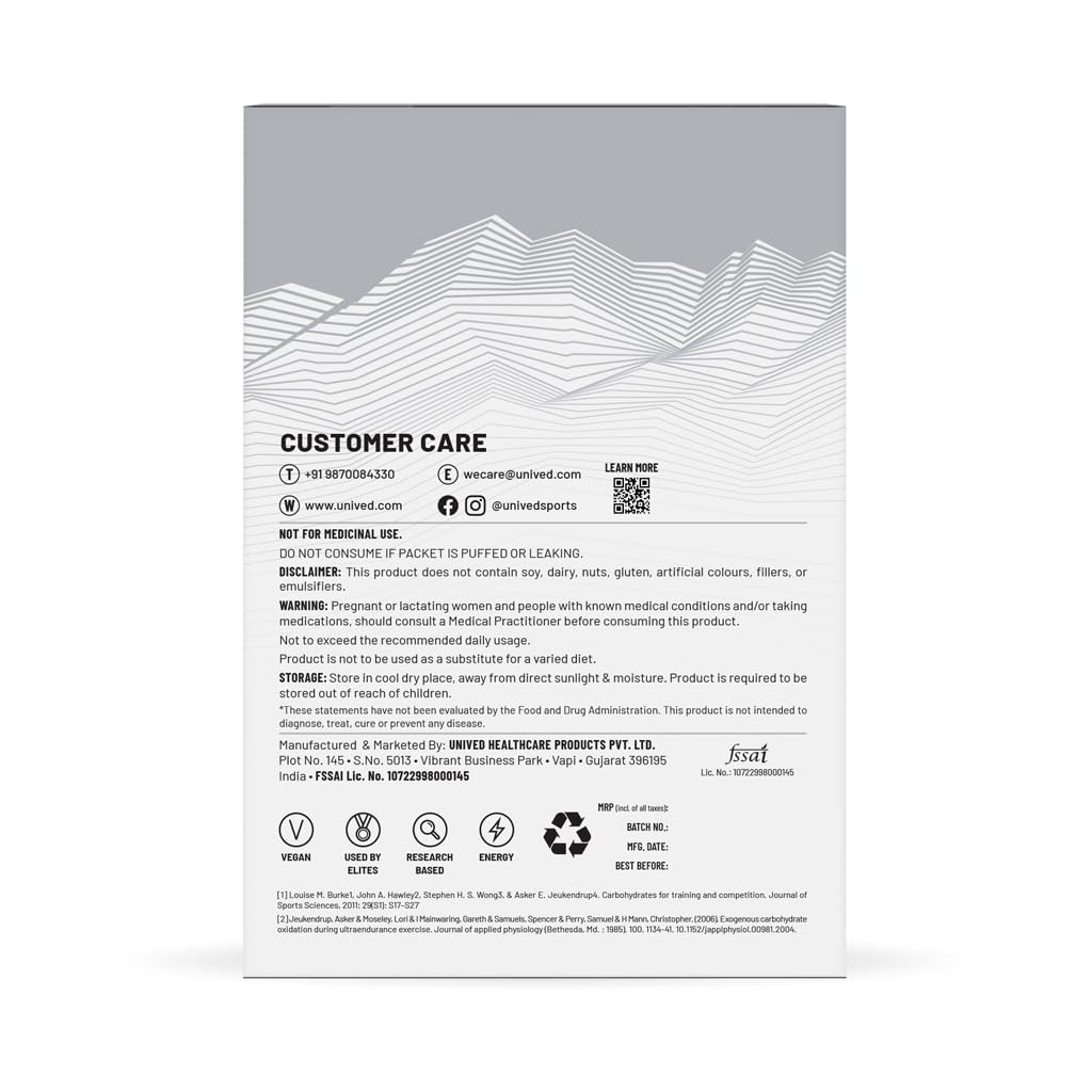 Unived Elite Gel, 2:1 Carbohydrate Ratio, 45g Carbs, Beta-Alanine, Sodium Bicarbonate, & Essential Electrolytes, 190kcal & Gluten-Free (Cocoa Sea Salt - 50mg Caffeine - 6 Pack)