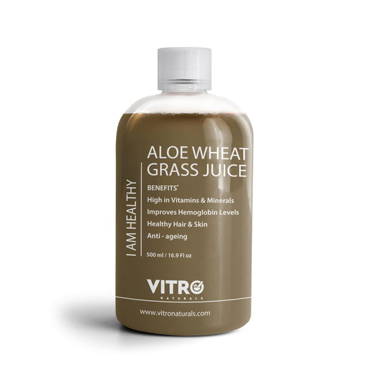 Vitro Aloe Wheatgrass Juice 500 ml | Ayurvedic Detox Drink for Liver Cleanse, Digestion, Blood Purification & Metabolism | 82% Aloe Vera & 15% Wheatgrass