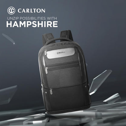 CARLTON Laptop Backpack 26L With Organized Interiors, RFID Protected Pocket, Fleece Lined Gadget Compartment & Ergofoam Back | Ferrous Black | Hampshire
