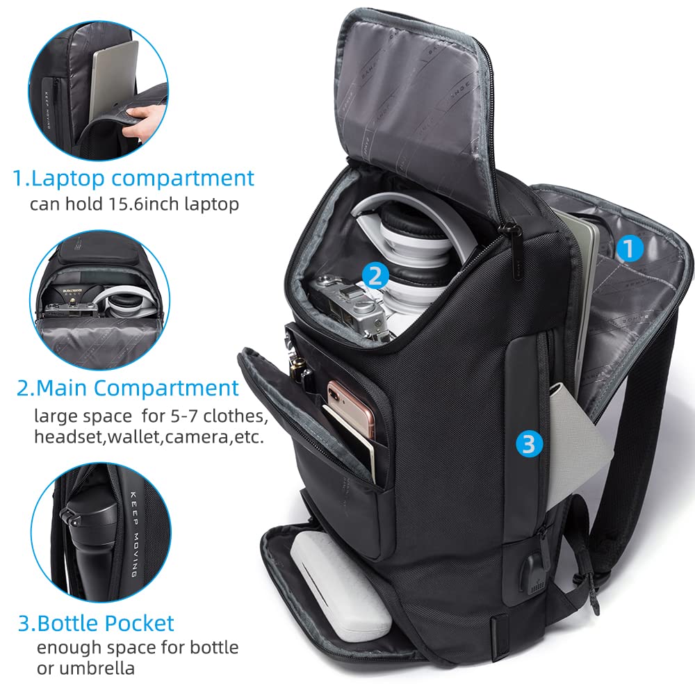 BANGE 17 Inch Laptop Backpack,Business Travelling Backpack With Usb Charger Port,Weekender Carry-On Backpack With Luggage Sleeve For Women And Men…,Black