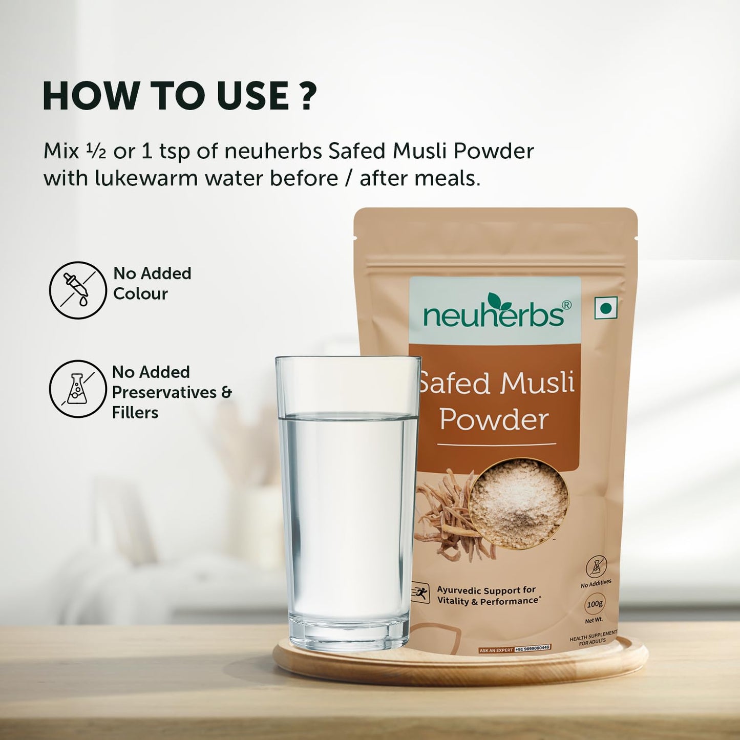 Neuherbs Safed Musli Root Powder - 100 GM | Ayurvedic Support for Vital- image 4