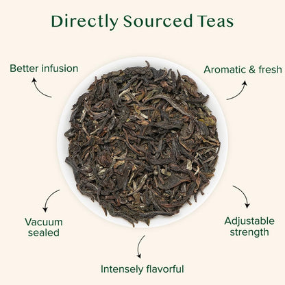 VAHDAM, First Flush Darjeeling Tea - (100g) | Loose Leaf Black Tea - Flowery, Aromatic & Delicious | Champagne Of Teas | Mellow & Fragrant | Direct From India | Vacuum Sealed