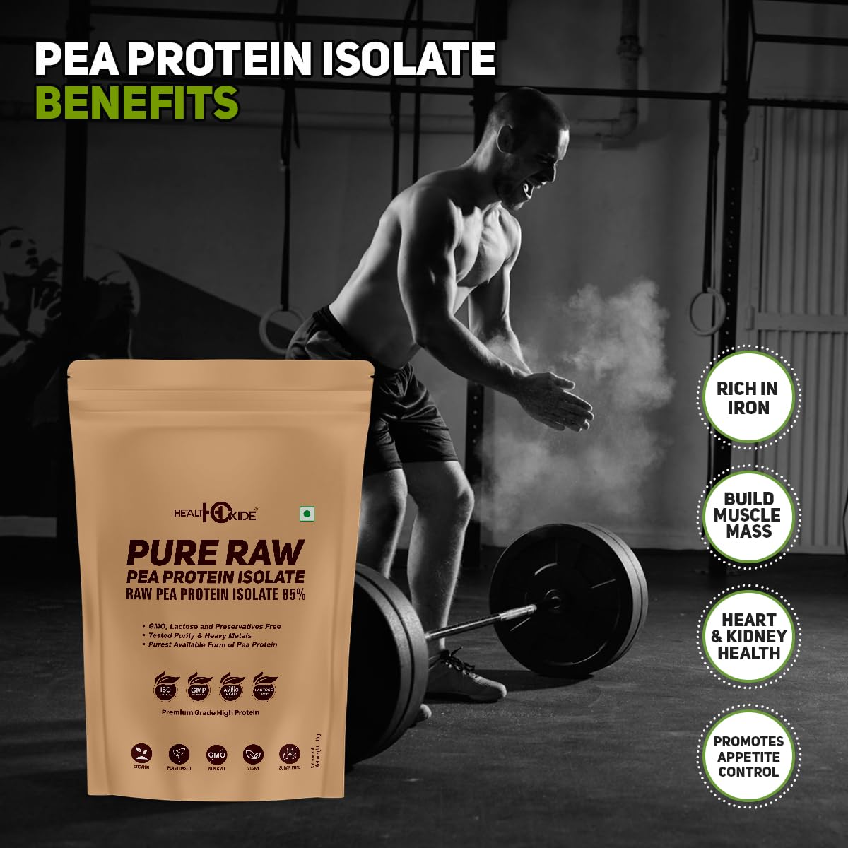 Healthoxide Pea Protein Isolate 85% - Unflavoured, Vegan, Gluten-Free,- image 2