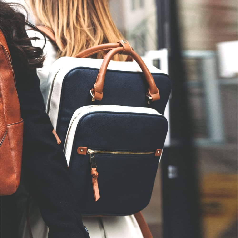 Accessorize London Women's Navy Harrie Vegan Backpack| backpack bags for women stylish |Work bag for woman |women latest Office/Travel bag