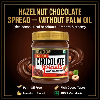 Jindal Cocoa Hazelnut Spread - 320g | Chocolate Spread for Kids | No Palm Oil | 15% Hazelnuts | Chocolate Spread without Palm Oil | No Artificial Preservatives & Trans-Fat | Healthy Chocolate Spread