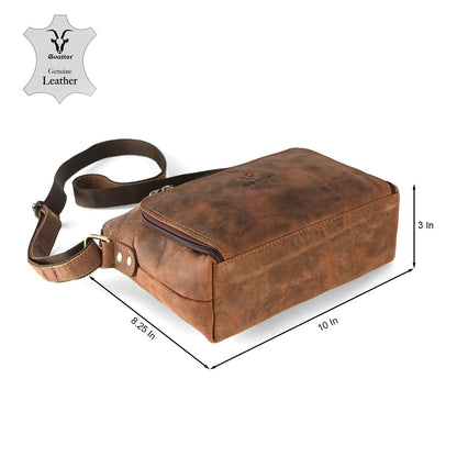 Goatter Hunter Leather Casual Sling Bag for Girls and Women (Coffee Brown)