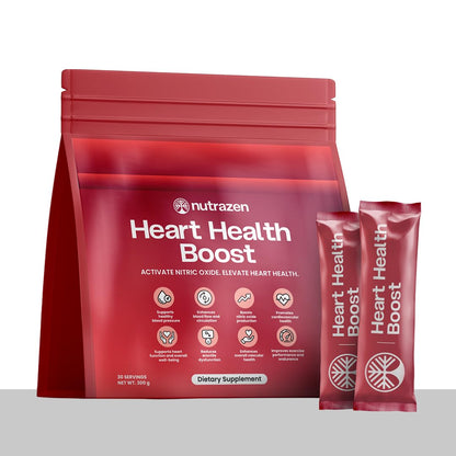 Nutrazen Heart Health Boost | L-Arginine, L-Citrulline Malate, Beetroot & Garlic Extract | Supports Healthy Circulation, Vitality & Energy | With Liposomal Vitamin C & Glutathione Antioxidant Formula | 30 Sachets