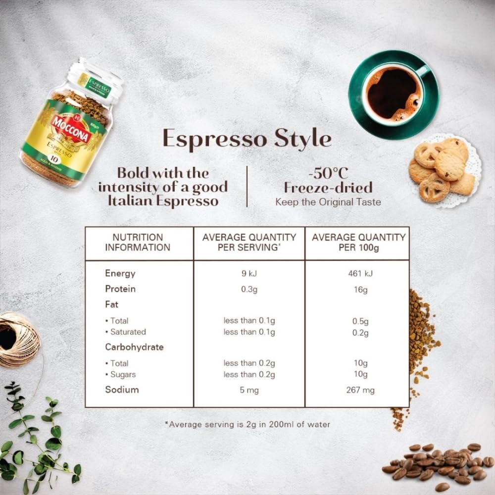 Moccona Espresso Instant Coffee 100g | Imported Coffee | Premium Arabica & Robusta Blend | Freeze-Dried | Bold & Strong Flavor