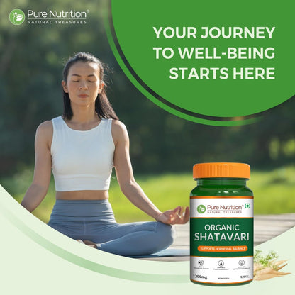 Pure Nutrition Organic Shatavari 120 Tablets | Ayurvedic Herbal Supplement for Women’s Hormone Balance & Wellness | Boosts Immunity, Supports Digestion & Overall Vitality