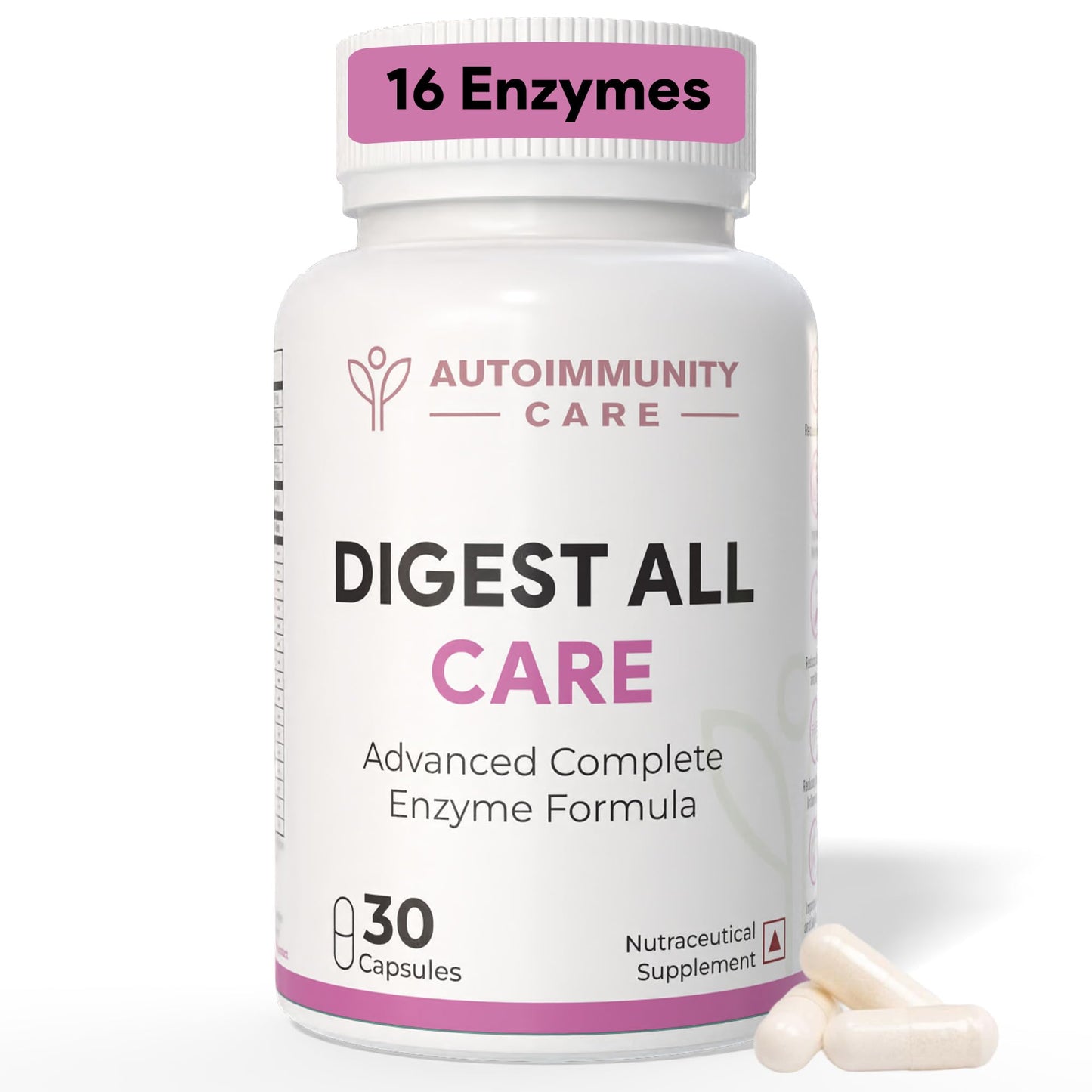 Autoimmunity Care Digest All Care – Complete Digestive Enzymes Supplement for Digestion | All-in-1 Enzymes for Digestion to Reduce Acidity, Bloating, Gas & gut Discomfort | Digestive Enzyme Tablets | 30 Caps (30 dose)