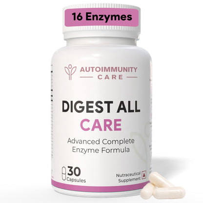 Autoimmunity Care Digest All Care – Complete Digestive Enzymes Supplement for Digestion | All-in-1 Enzymes for Digestion to Reduce Acidity, Bloating, Gas & gut Discomfort | Digestive Enzyme Tablets | 30 Caps (30 dose)