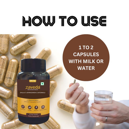 ZAVEDA Shilajit Ashwagandha Kounch beej Safed Musli Capsules For Men |- image 2