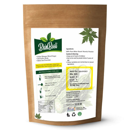 BhimBooti 100% Natural Karela Powder | Pure Herbal Ayurvedic Supplement for Face Pack, Skin, Blood Sugar Management, Liver Health & Digestion | Rich in Antioxidants & Nutrients & Detox – 100g