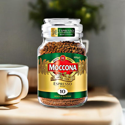 Moccona Espresso Instant Coffee 100g | Imported Coffee | Premium Arabica & Robusta Blend | Freeze-Dried | Bold & Strong Flavor