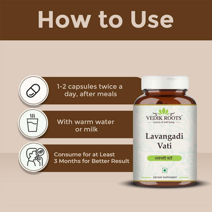 Vedikroots Lavangadi Vati - For Relieving Nasal Congestion | Ayurvedic Supplement For Respiratory Issues | Support Healthy Digestion 120 Tab (Pack-1)