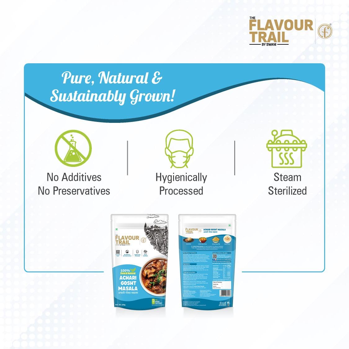 The Flavour Trail Pure & Natural Achari Gosht Masala | The Perfect Pickled Spice Mix for Mutton, Chicken & Lamb| No Additives |Steam-Sterilized|