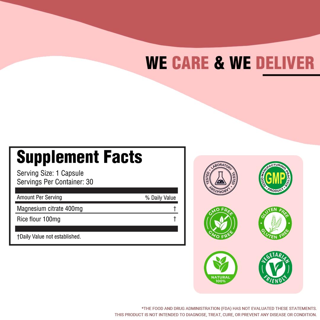 iMeMyself Magnesium Citrate Capsules - 30 Count | Dietary Supplement for Daily Wellness